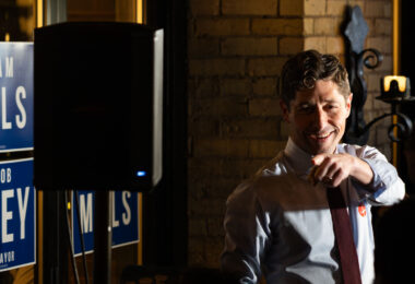 Minneapolis Mayor Jacob Frey speaks at his election night party following the closure of polls.

He was announced the winner of the election the next day after it went to ranked choice voting. This is the third time he's been elected Mayor.