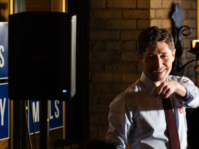 Jacob Frey Smiles at Jefe Urban Cocina on Election Night