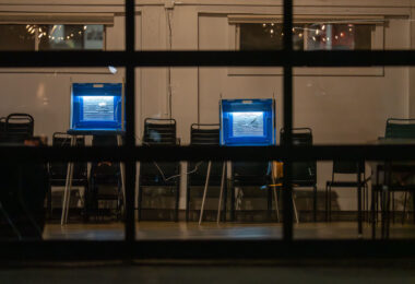 Voting machines inside a polling place in the North Loop Downtown Minneapolis.