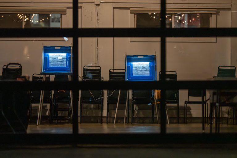 Voting Booths, Minneapolis North Loop 2 Voting booths inside a North Loop polling place in downtown Minneapolis on Election Day.