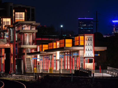 West Lake Street Station LRT Construction at Night