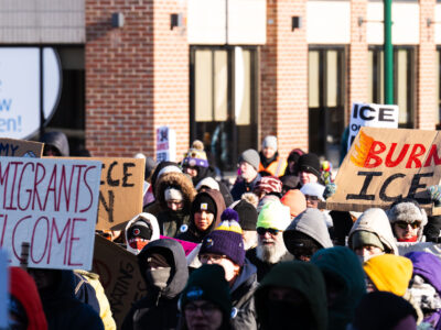 Minneapolis Protest Against ICE, "Burn ICE" Sign