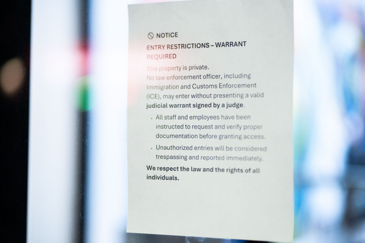 Entry Restriction notice on Karmel Mall in Minneapolis