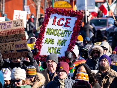 Minneapolis Protest Against ICE: "Naughty and Not Nice" Sign