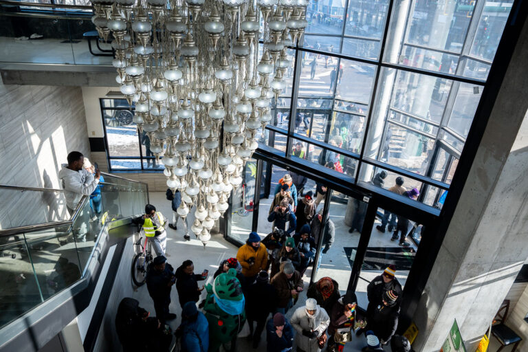 Karmel Mall atrium in Minneapolis 2 On a day with the windchill struggling to reach 0F, thousands marched down Lake Street in South Minneapolis protesting the actions of ICE. “ICE Out of Minnesota!” "MINNESOTANS KNOW ICE IS SLIPPERY AND DANGEROUS - IT'S TIME TO DE-ICE!""Immigrants are not the problem"The march began at Latino marketplace Mercado Central at Lake and Bloomington ending at Karmel Mall at Lake and Pillsbury. This follows weeks of racist attacks by the President on the Minneapolis Somali community & politicians.