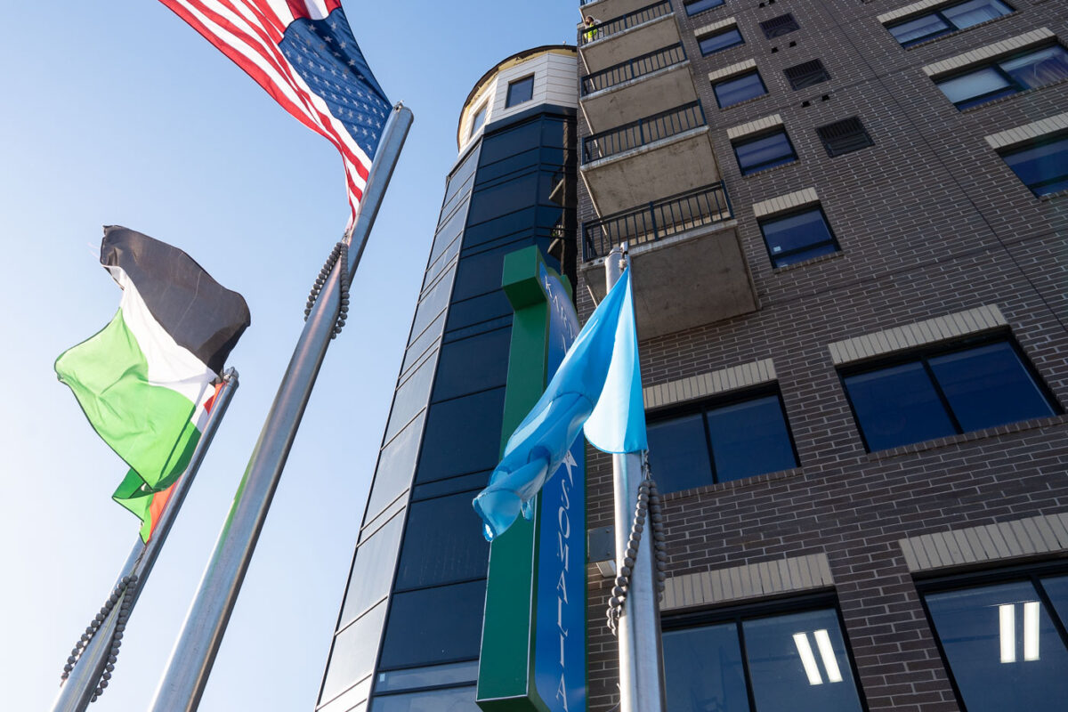 Flags at the Karmel Mall, a Somali shopping center on Lake Street in Minneapolis