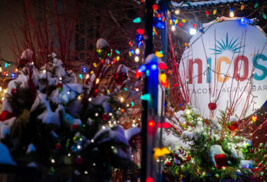 Holiday lights up at Nico's Tacos on Hennepin Avenue in Uptown Minneapolis.
