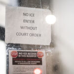 NO ICE signage in Minneapolis 1 A notice on a Lake Street business directed at ICE agents.