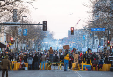 Tonight on Nicollet Avenue where Alex Pretti was killed by Border Patrol officers this morning. This is the second person killed and third person shot by federal agents in Minneapolis this month.
