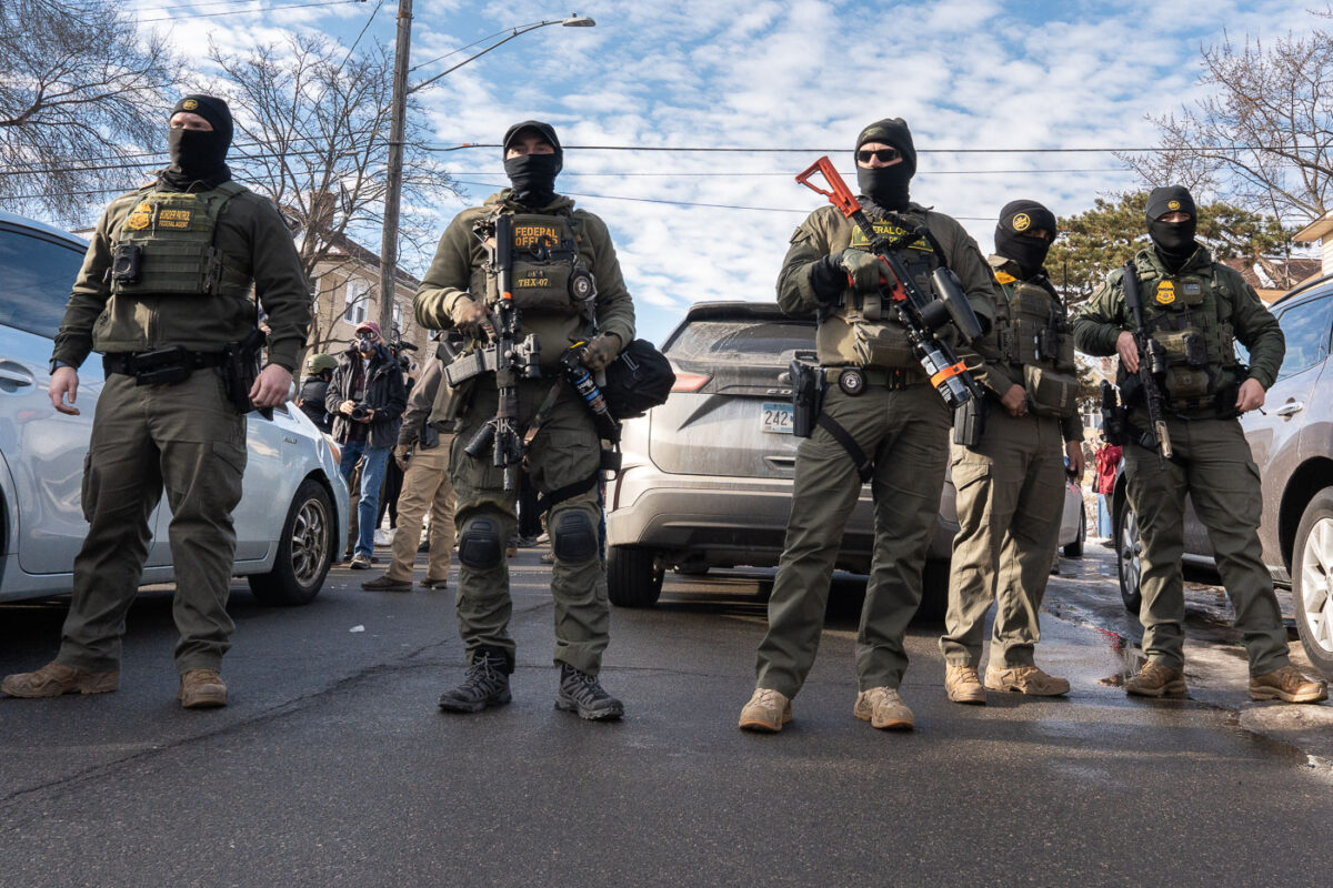 Federal agents ram a man's vehicle and demand identification at Park Avenue and 35th Street in Minneapolis on January 12, 2026. The Latino man says he was let go once they realized he was a US citizen. While doing so, a crowd as well as more officers continued to arrive before releasing tear gas and pepper spraying members of the media and their cameras.Park and 35th Street is 2 blocks away from where ICE agents shot and killed Renee Good on January 7, 2026.