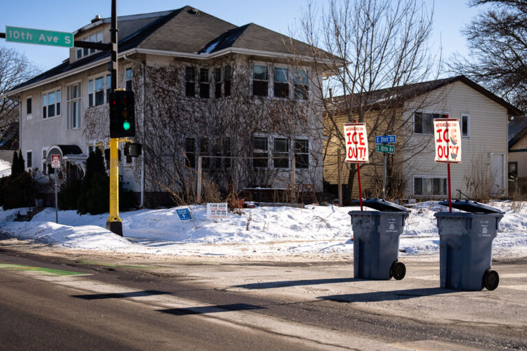 ICE OUT barricades, Reckless Driving 4 Barricades placed on 10th Ave South while ICE agents drive recklessly through South Minneapolis.
