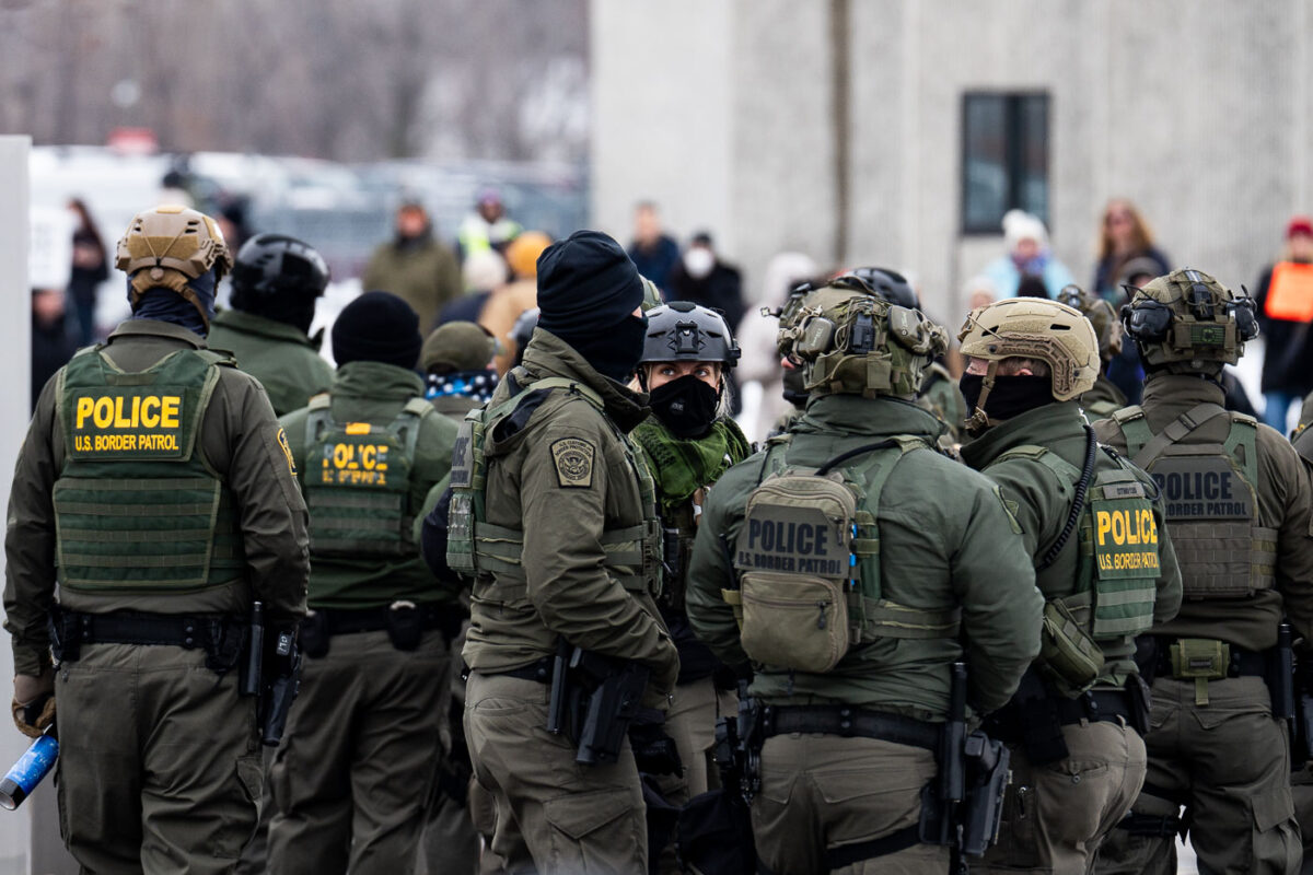 Border Patrol officers outside the Whipple detention center near Minneapolis on January 8th, 2026.