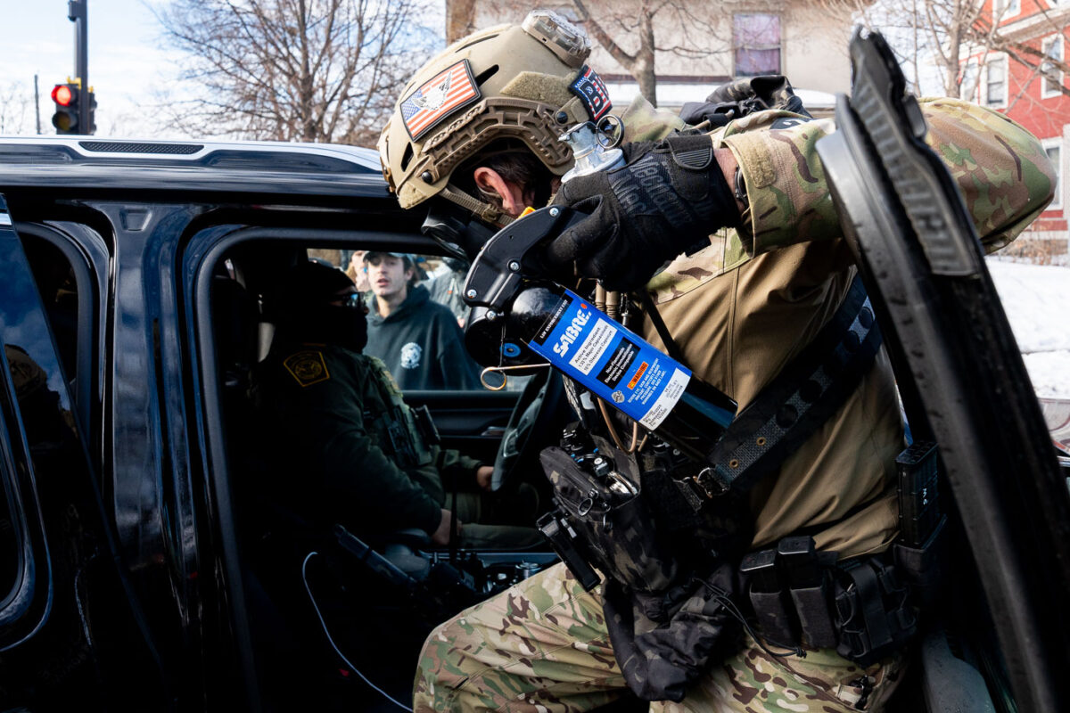 BORTAC officer and SABRE pepper spray