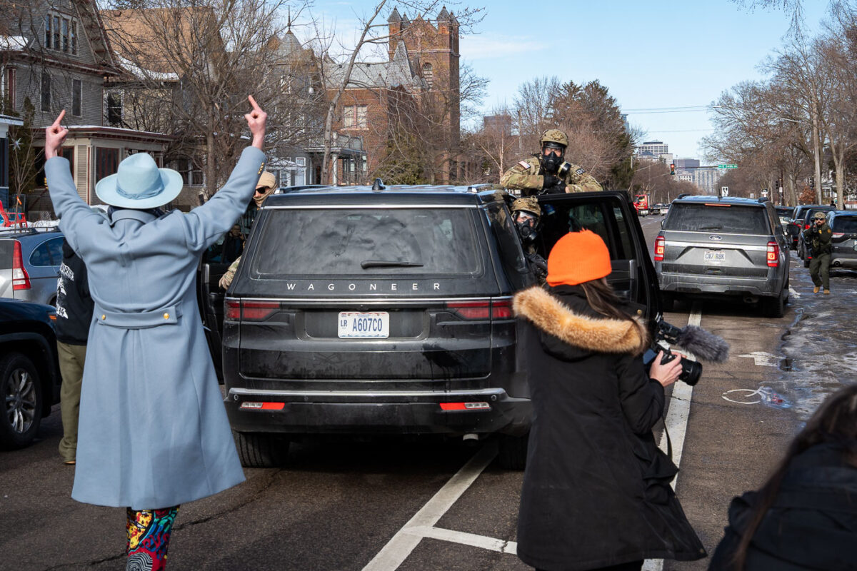 BORTAC officers drive away in Minneapolis