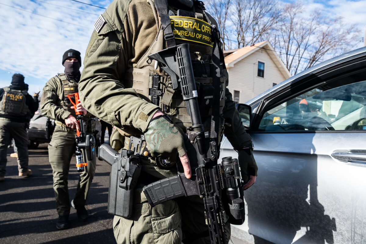 Federal agents ram a man's vehicle and demand identification at Park Avenue and 35th Street in Minneapolis on January 12, 2026. The Latino man says he was let go once they realized he was a US citizen. While doing so, a crowd as well as more officers continued to arrive before releasing tear gas and pepper spraying members of the media and their cameras.Park and 35th Street is 2 blocks away from where ICE agents shot and killed Renee Good on January 7, 2026.