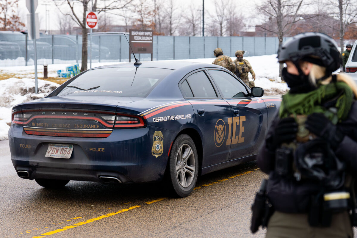 A Defend The Homeland ICE vehicle seen in Minneapolis on January 8, 2026.