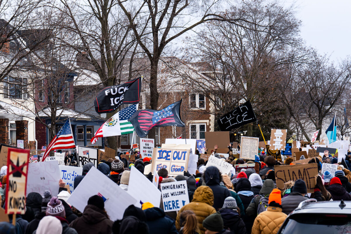 Thousands march through South Minneapolis tonight protesting the actions of the thousands of ICE agents that have descended upon the city in the last month.
