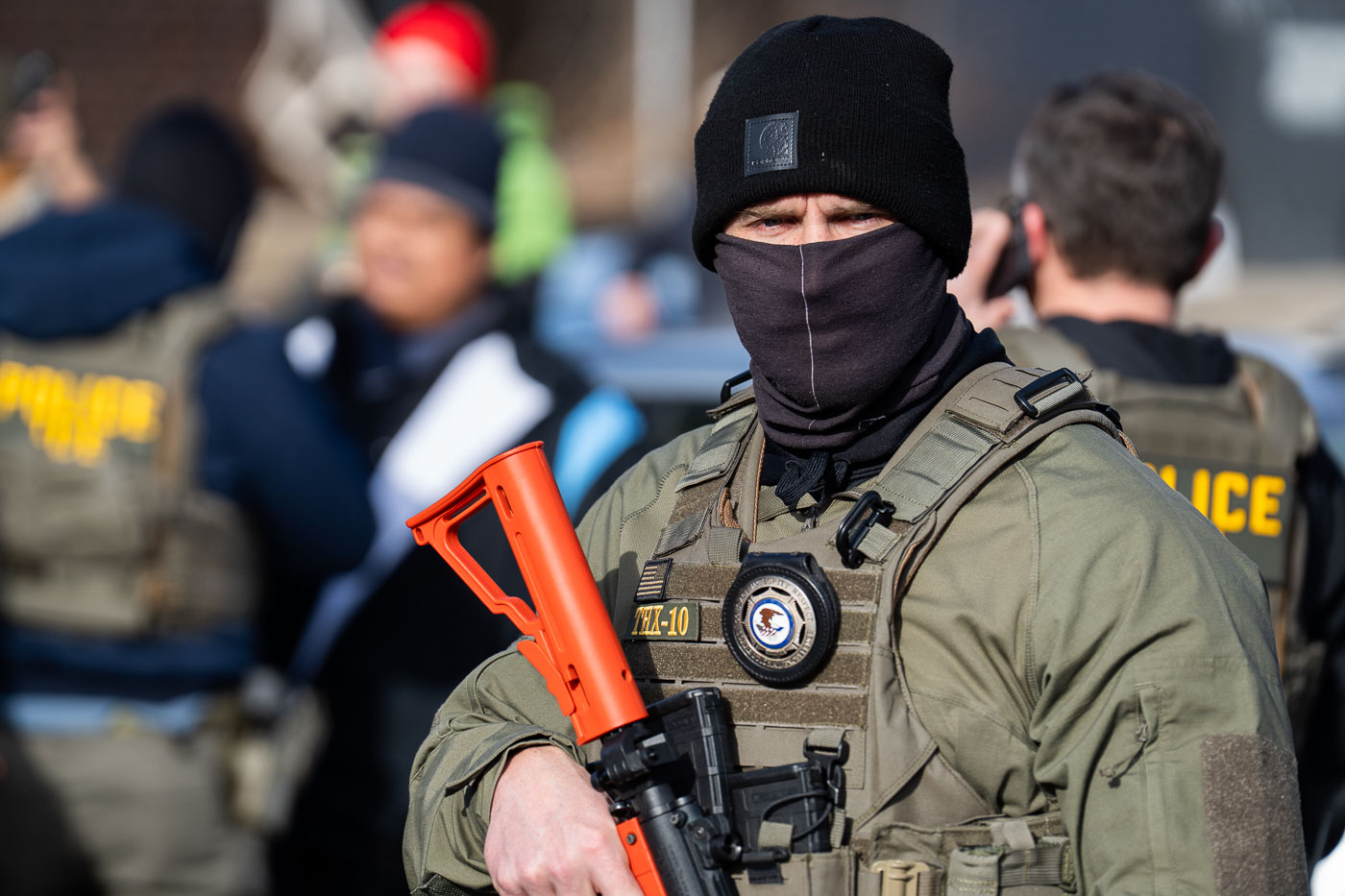 Federal Agent with Less Lethal Weapon at Park Ave