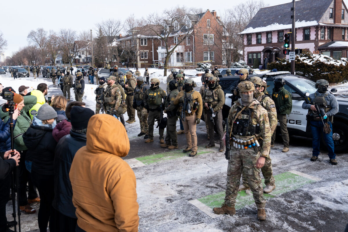 Portland Avenue and 34th Street in South Minneapolis where City of Minneapolis officials have confirmed an ICE agent shot an observer.A neighbor who saw what happened told local MPR news: "She was trying to turn around, and the ICE agent was in front of her car, and he pulled out a gun and put it right in — like, his midriff was on her bumper — and he reached across the hood of the car and shot her in the face like three, four times,”