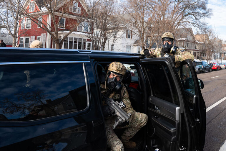 Federal agents drive away on Park Avenue, Minneapolis 2 Federal agents ram a man's vehicle and demand identification at Park Avenue and 35th Street in Minneapolis on January 12, 2026. The Latino man says he was let go once they realized he was a US citizen. While doing so, a crowd as well as more officers continued to arrive before releasing tear gas and pepper spraying members of the media and their cameras.Park and 35th Street is 2 blocks away from where ICE agents shot and killed Renee Good on January 7, 2026.