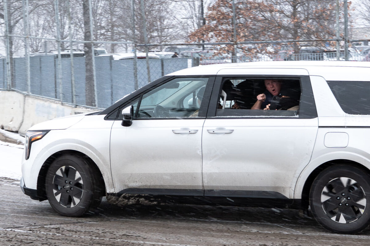 Federal agents driving into the Whipple ICE facility near Minneapolis point and scream at protesters near the gates while others record on January 16th, 2026.