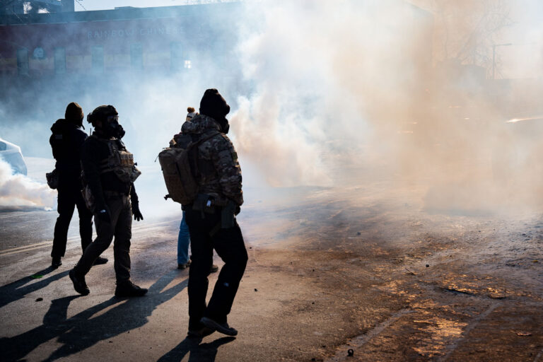 Federal Agents Toss Tear Gas at Protesters, Minneapolis 3 ICE and Border Patrol agents on Nicollet Avenue on January 24, 2026. This follows the shooting death of Minneapolis resident Alex Pretti. Pretti is the second person killed and third person shot by federal agents in Minneapolis this month.