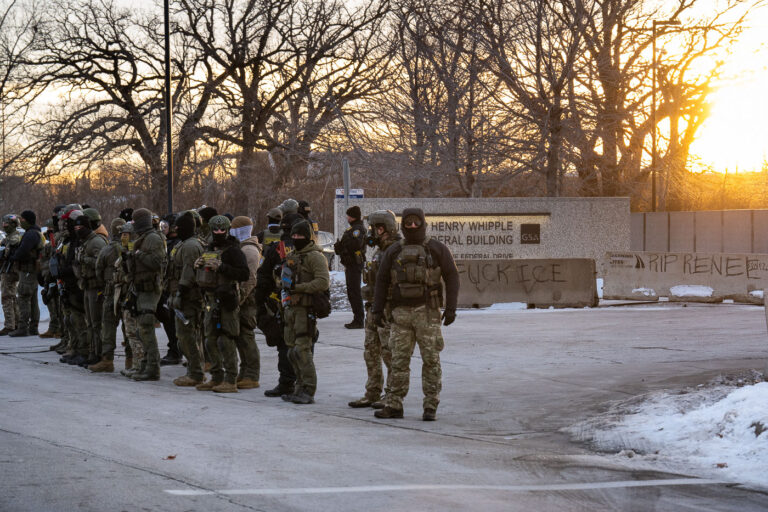 Federal Bureau Of Prisons outside the Whipple Building 1 Protests continue outside the Whipple federal building just outside of Minneapolis where today the facility is being guarded by United States Bureau of Prisons. Previously, this was the United States Border Patrol.