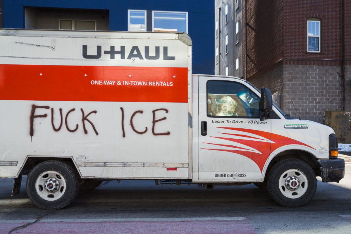 FUCK ICE Uhaul Truck, Minneapolis