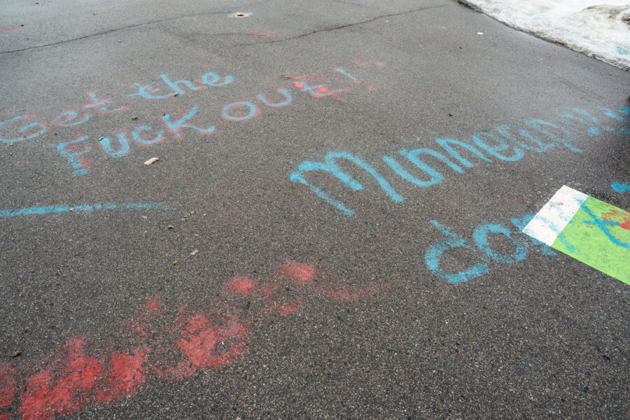 Minneapolis Graffiti: “Get The Fuck Out” Near Renee Good Memorial