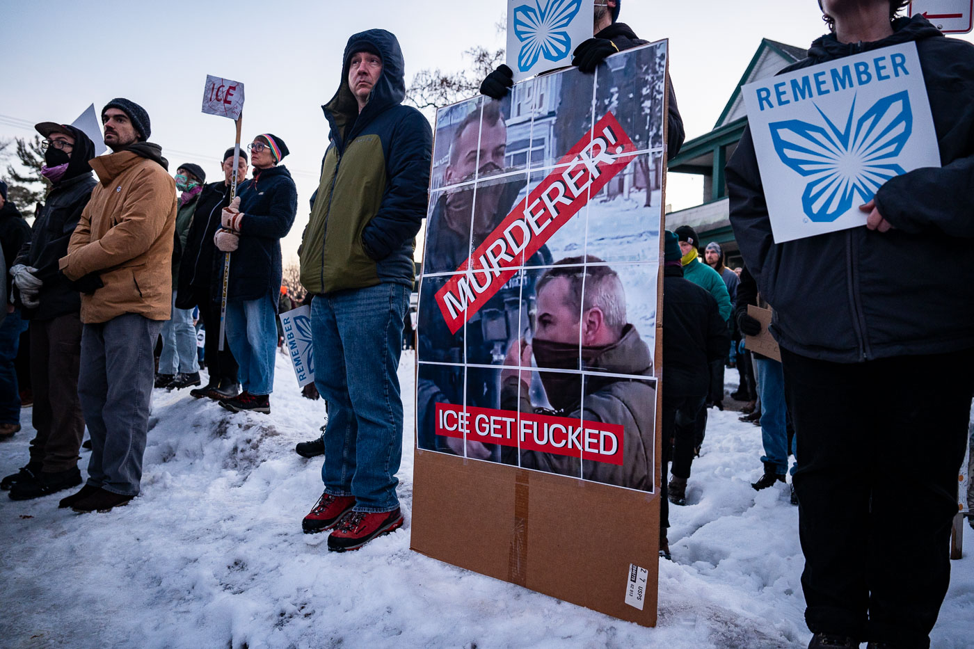 ICE Agent Murderer Protester Sign