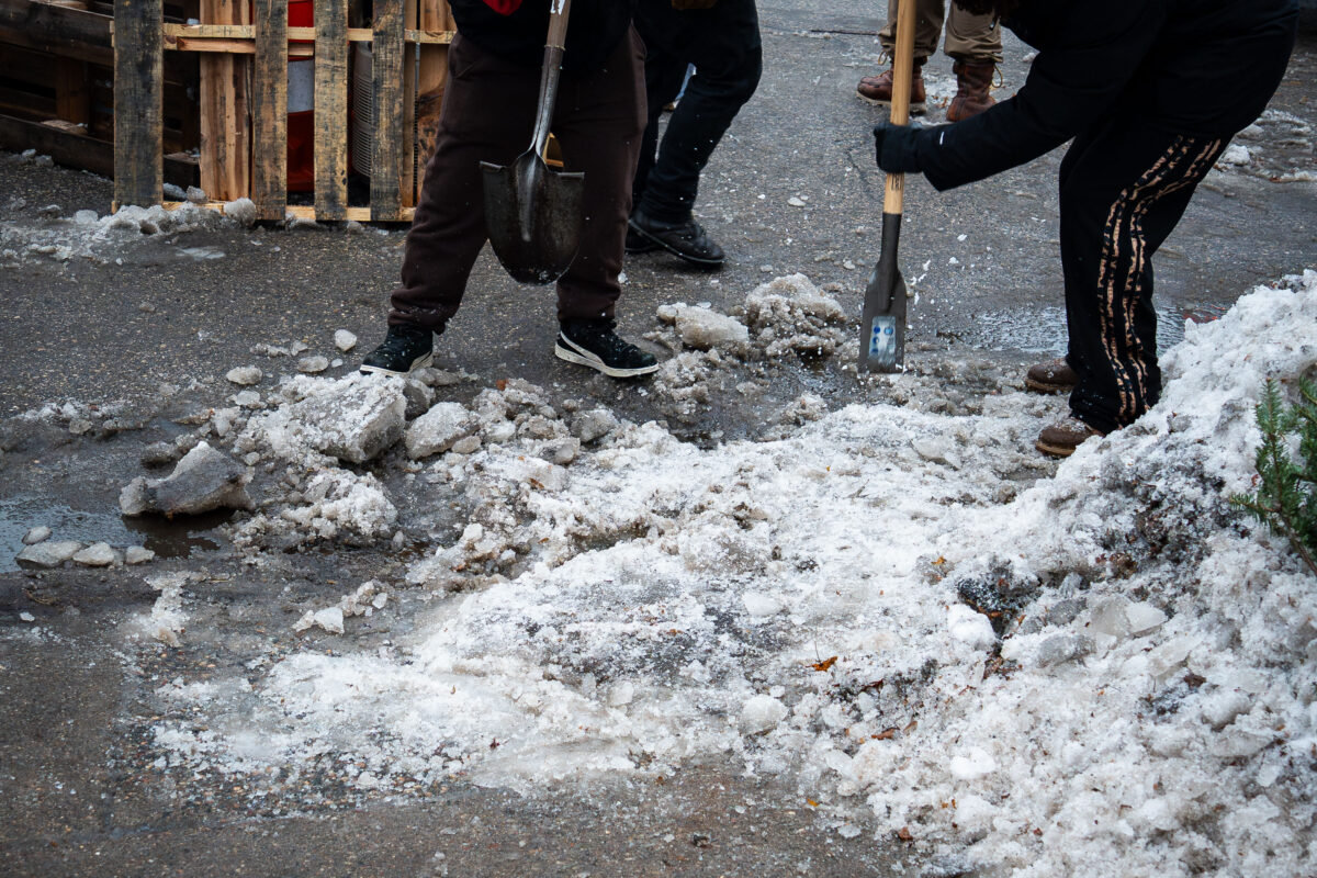 Ice chopping near Renee Good Memorial