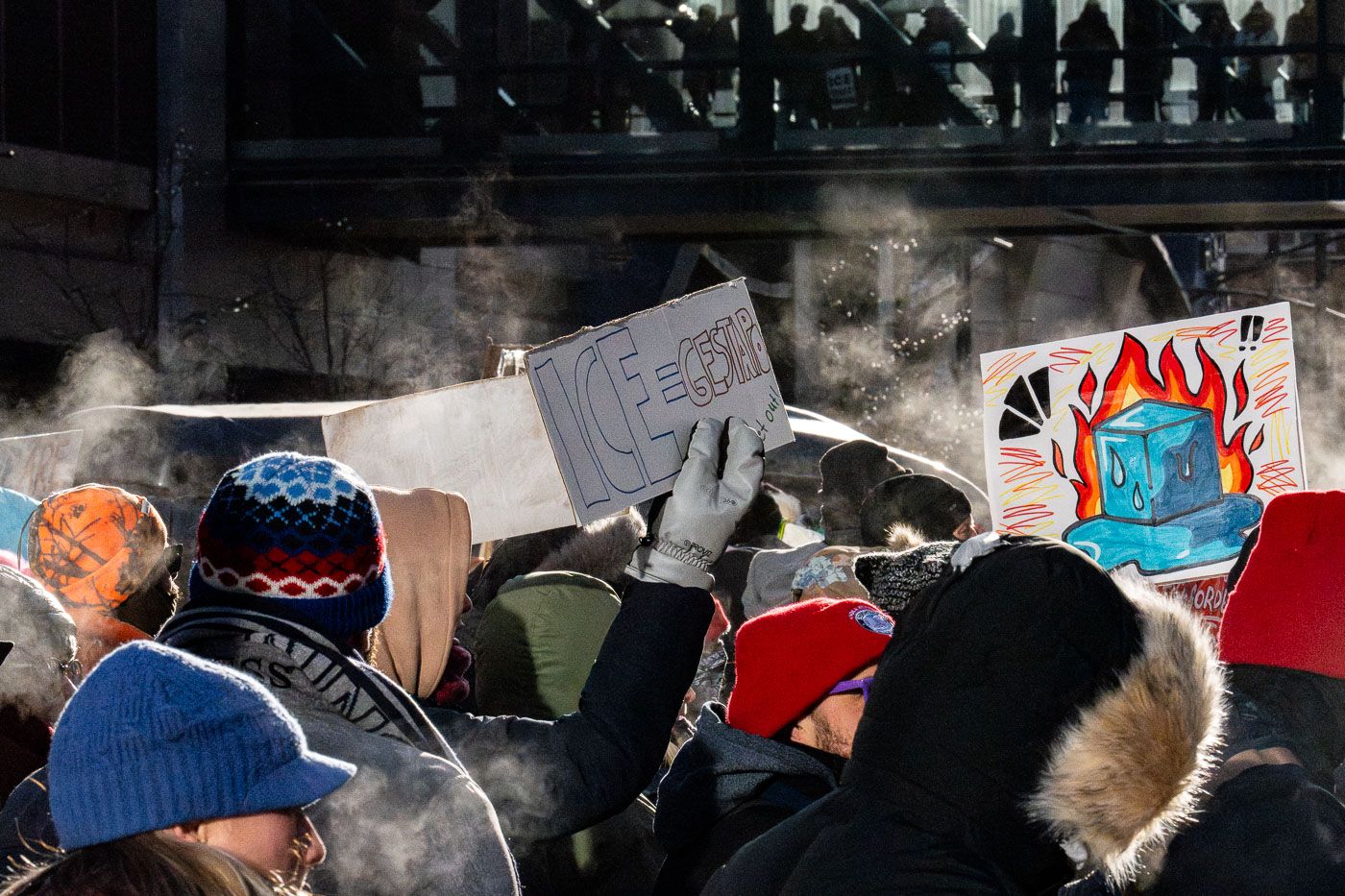 Ice equals gestapo Protest sign in Minneapolis