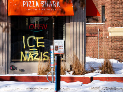 Minneapolis Storefront Graffiti: ICE Nazis on Hennepin Ave