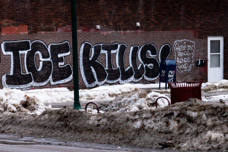 ICE KILLS, RIP Renee Good, Minneapolis 1 "ICE KILLS""Rest In Peace Renee Good"Seen on Lake Street in South Minneapolis on January 13, 2026.