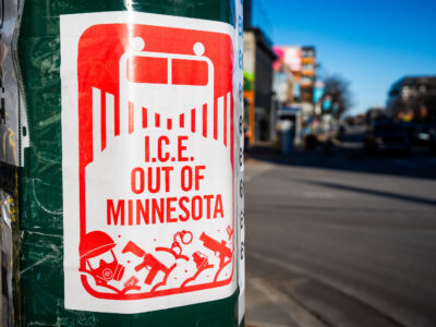 ICE Out of Minnesota Sign on Lyndale Avenue, Minneapolis