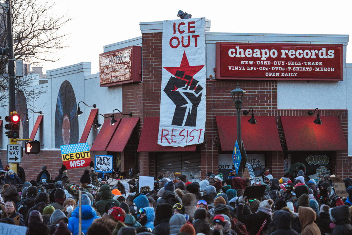 Tonight on Nicollet Avenue where Alex Pretti was killed by ICE agents this morning. This is the second person killed and third person shot by federal agents in Minneapolis this month.