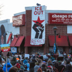 ICE OUT RESIST, Minneapolis 3 Tonight on Nicollet Avenue where Alex Pretti was killed by ICE agents this morning. This is the second person killed and third person shot by federal agents in Minneapolis this month.