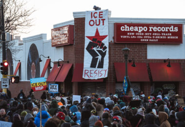 Tonight on Nicollet Avenue where Alex Pretti was killed by ICE agents this morning. This is the second person killed and third person shot by federal agents in Minneapolis this month.
