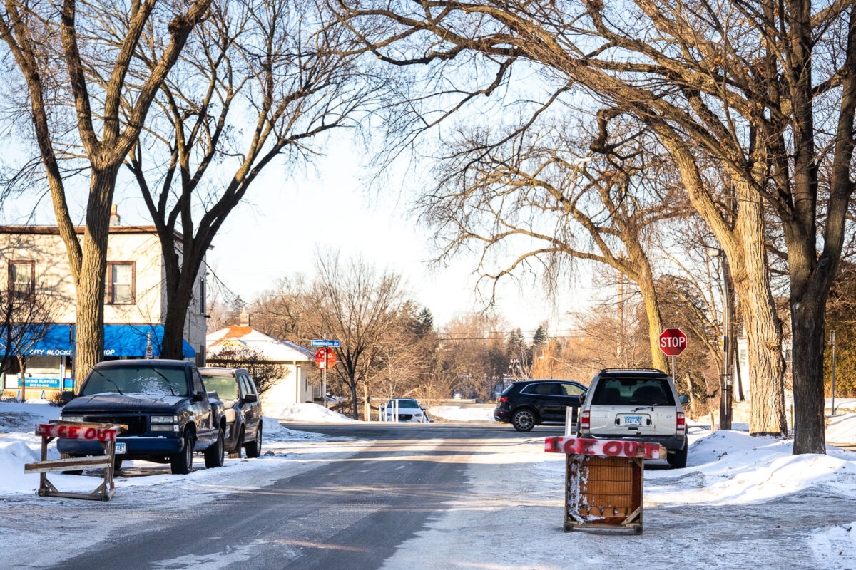 Traffic calming measures in South Minneapolis. They are hoping to prevent eratic traffic from the thousands of federal agents in the city.
