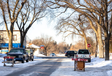 Traffic calming measures in South Minneapolis. They are hoping to prevent eratic traffic from the thousands of federal agents in the city.