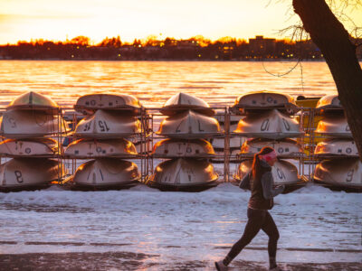 Jogger at Bde Maka Ska, Minneapolis, During Sunset