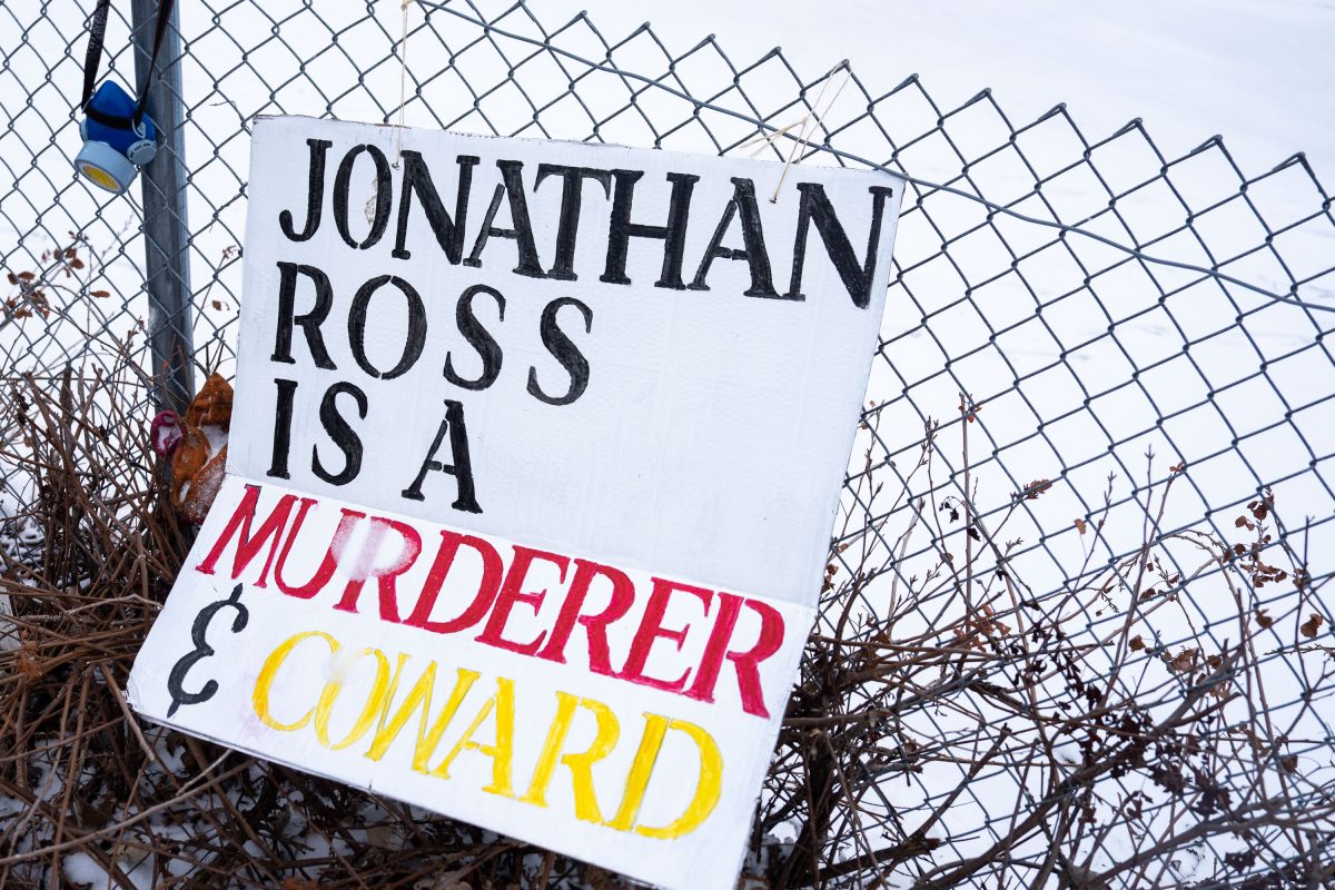 Jonathan Ross Protest Sign at Whipple Building