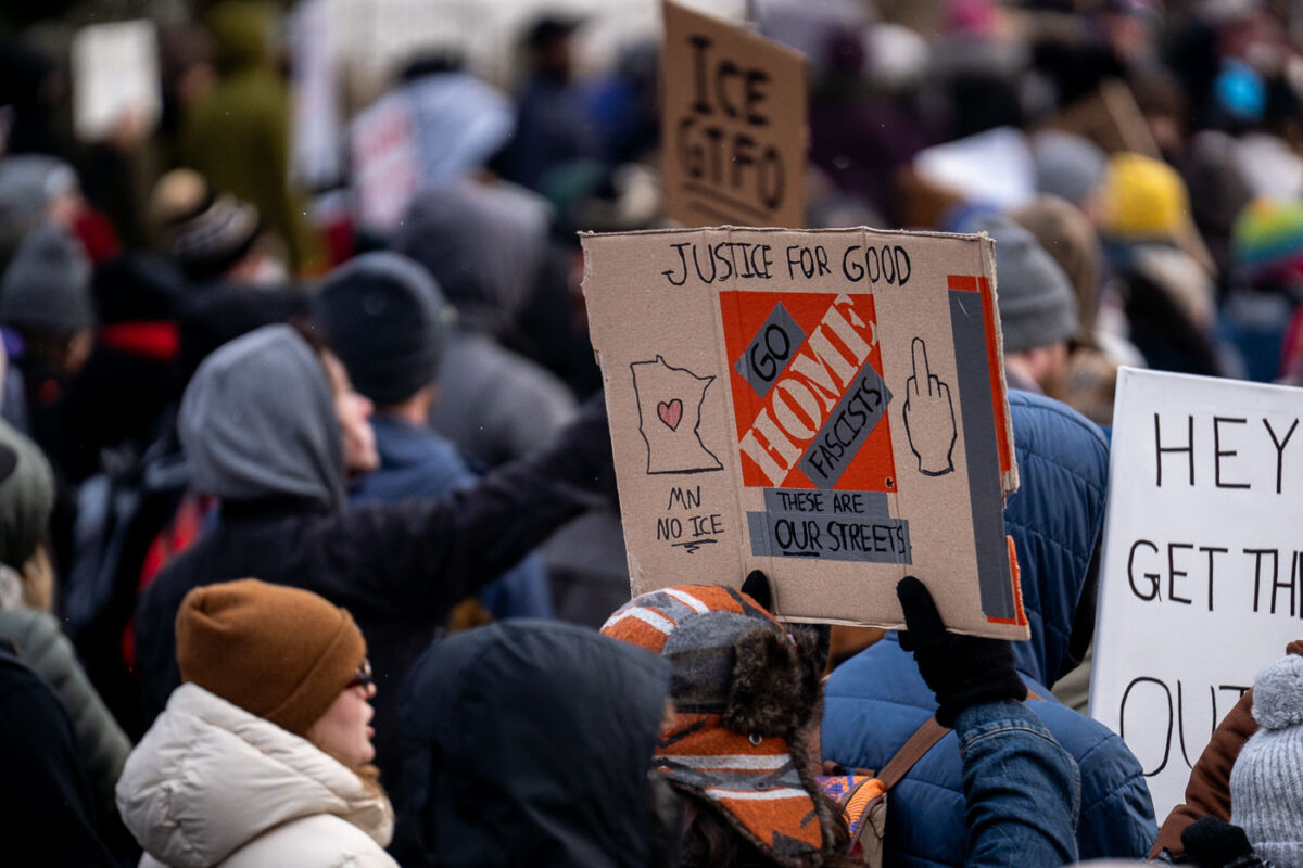 Thousands march through South Minneapolis tonight protesting the actions of the thousands of ICE agents that have descended upon the city in the last month.