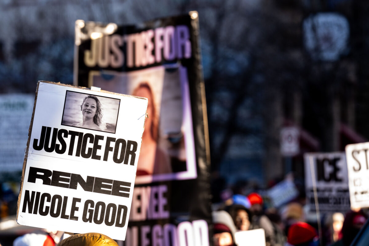 Justice for Renee Nicole Good Protest Sign