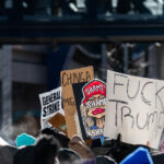 Kristi Noem Shame Sign Fuck Trump 4 Thousands march through downtown Minneapolis on January 23, 2026. Marching through -30F windchills, they are protesting the actions of federal agents that have been deployed to the city since December.
