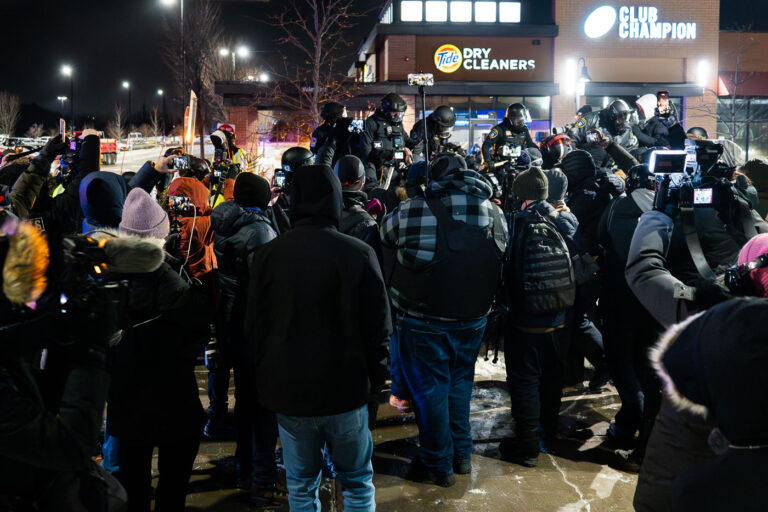 Live Streamers at protest in Maple Grove, Minnesota 2 Streamers with their bullet proof vests and self sticks flock to a suburban town for content. Shown here filming 1 person being arrested for not dispersing at a noise demonstration.Maple Grove, Minnesota January 26, 2026