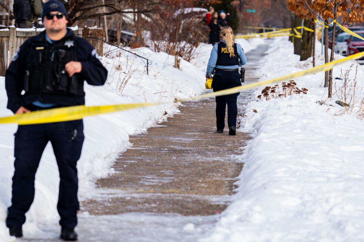 Minneapolis Police and Crime Scene Tape at Renee Good Crime Scene