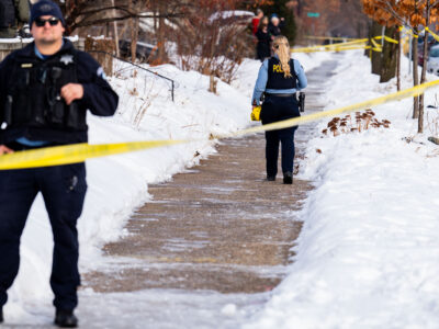 Minneapolis Police and Crime Scene Tape at Renee Good Crime Scene