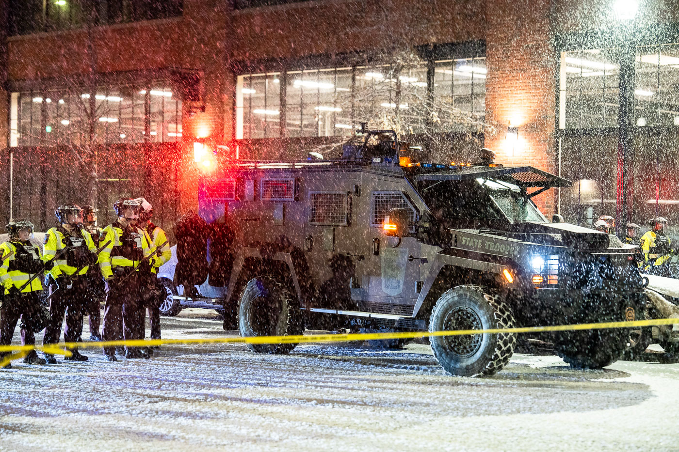 Minnesota State Patrol Snowy ICE Protest, Minneapolis