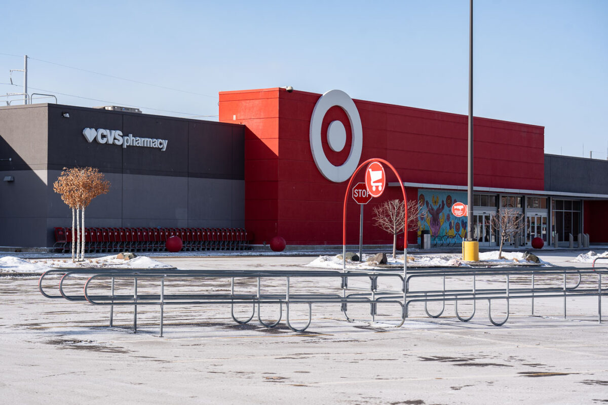 A Target store on Lake Street in South Minneapolis with empty lots during a statewide strike asking for ICE to leave. Over a thousand businesses have closed their doors today.